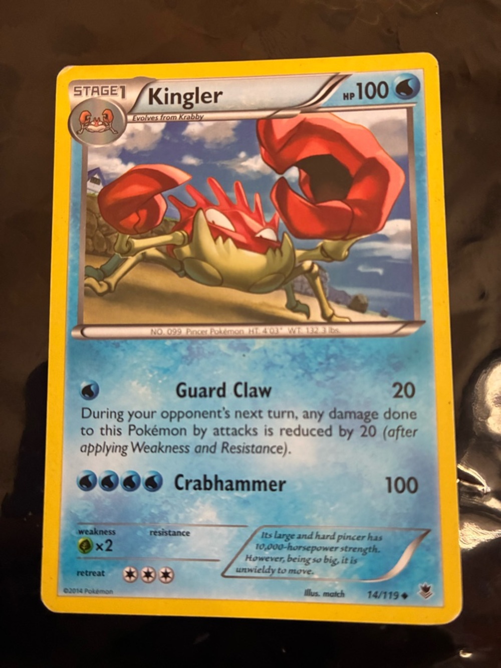 Kingler Trading Card - Stage 1 - 100 HP